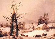 George Henry Durrie Winter Farmyard and Sleigh Spain oil painting artist